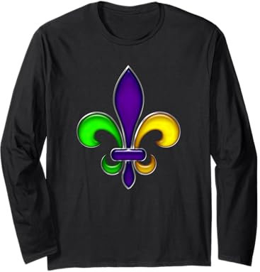 Karneval Mardi Gras Party Kostüm mit Fleur De Lis Tattoo Art Langarmshirt