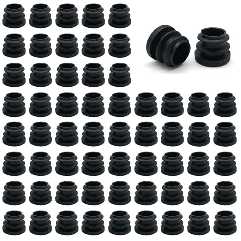 SYEYCW 60 Pezzi Nero Tappo in Plastica Rotondi, 16mm Tappi Terminali per Tubo, Tappo Tubo per Sedie Tappo, Tappi Rotondi di Protezione, per Tubi in Acciaio, Tubi in Alluminio, Tavoli, Sedie, Mobili