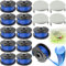 SaiXuan 12 Bobine + 4 Coperture per Tagliabordi, Compatibile con Testina Modello AC14RL3A e AC14HCA, Ricambio Filo in Nylon Ø1,65mm x 3,35m, per Decespugliatori a Batteria 18V 24V 40V
