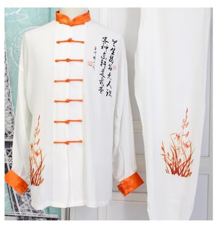 WJIAYAO Uniforme de Kung Fu Traje de Tai Chi for Mujeres y Hombres, Uniforme de Artes Marciales Bordadas de Kung Fu Wushu, Chaqueta de Rendimiento, Pantalones, Ropa de Ejercicio(Tops Pants,165)