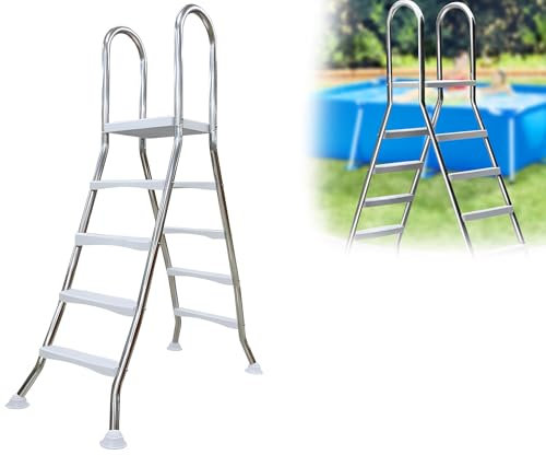 AIBOTY Échelle de piscine hors sol - Escalier de piscine lourd double face en acier inoxydable 304 - Escalier de piscine pour piscine hors sol - Charge 250 kg