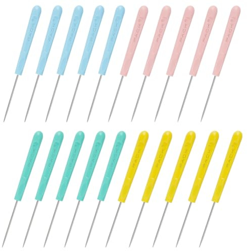 BENECREAT 20 Strumento per Punteruolo con Manico in Plastica, 4 Set di Strumenti per Artigianato con Punteruolo per Punzonatura, Cucito, Cucitura e Riparazione di Artigianato in Pelle.