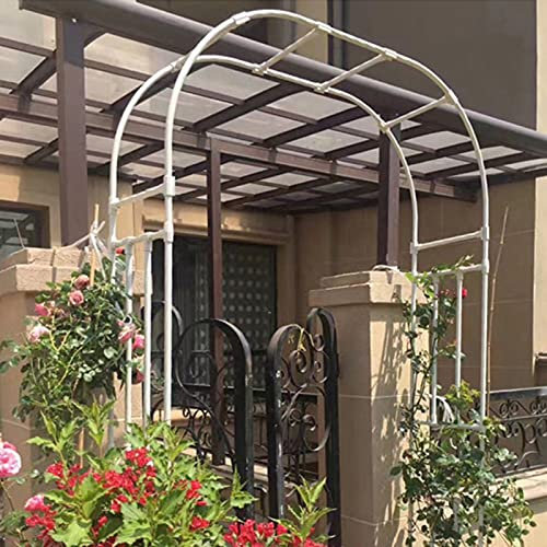 Gartenlaube Outdoor Wetterbeständig Pergola für Kletterpflanzen Metall Rankhilfe Deko Weiß 300x240x40cm - Perfekt für Garten & Terrasse Verschönerung