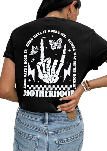 Comfort Breastfeeding Shirts for Women Zip Nursing Tops Causal Distressed Acid Washed Maternity Tees, Double-Black, M