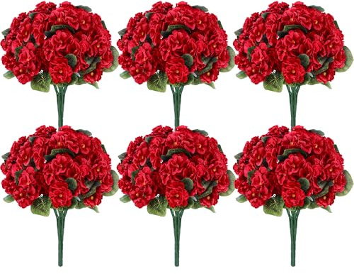 Der Rose 12 Stück Kunstblumen für draußen Geranien Wetterfest UV-beständig für den Außenbereich Lebensechte Balkon Deko für Blumentöpfe Fensterkästen Garten und Hängekörbe