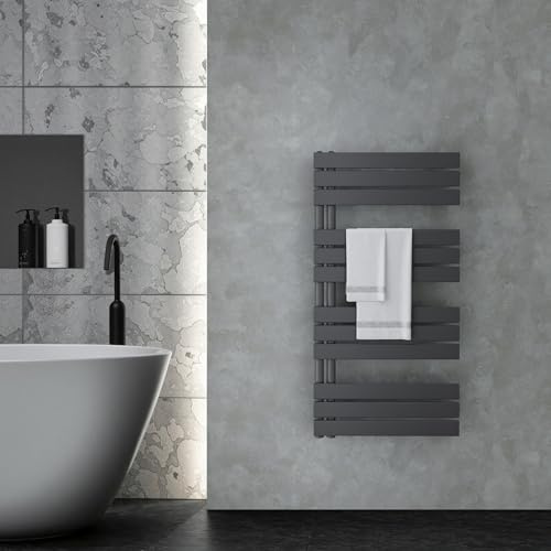 VILSTEIN® Badheizkörper [120x60cm] - Handtuchheizkörper Elektrisch einsetzbar [SEITLICH OFFEN] - Handtuchtrockner Badezimmer - Handtuch Heizkörper Bad - Handtuchheizung - Wandheizkörper - (Schwarz)