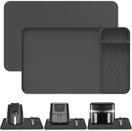 Tapis en silicone résistant à la chaleur pour comptoir, convient pour la cuisine et un usage quotidien comme dessous de plat ou pour attraper les gouttes et les déversements (noir)