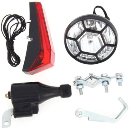 BEAHING Juego de Luces Dinamo para Bicicleta, Faro Delantero y Trasero, luz LED de Seguridad, generador de Accesorios para Ciclismo