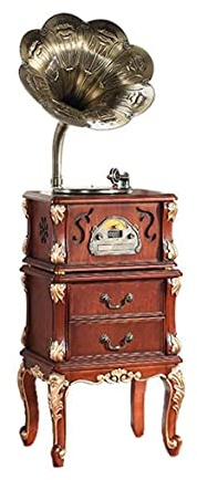 CLSDRZC Gramophone, Retro Bluetooth Big Horn Solid Wood Speaker Vintage Turntable Gramophone Shaped Speakers Phonograph Style for Home Decoration