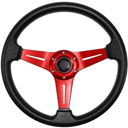 Volante Deportivo Universal, Volante De Carreras Volante De PU 350 Mm For Modificación Automóviles Competición, Herramientas Y Accesorios(Red)