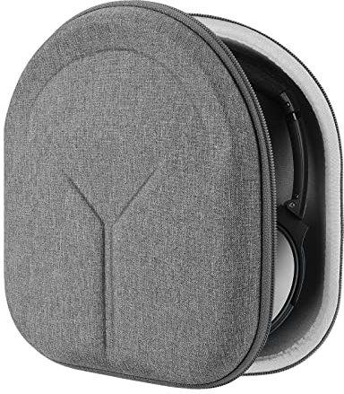 Geekria Shield Headphones Case for Lay Flat On-Ear/Over-Ear Headphones, Replacement Hard Shell Travel Carrying Bag with Cable Storage, Compatible with Bose, Skullcandy, Grado Headsets (Grey)