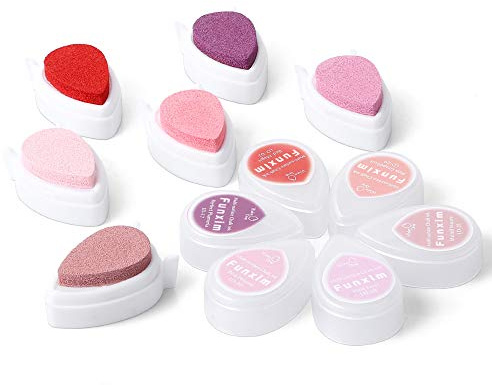 Funxim 6er Set Stempelkissen Rosa Ink Pad Fingerabdrücke Set | zum Papier Handwerk Stoff Malerei Basteln und zum kreativen Gestalten DIY Geburtstag Geschenk