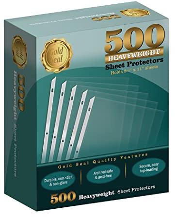 GOLD SEAL 500/Box Clear Heavyweight Poly Sheet Protectors, 8.5 x 11