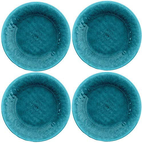 Auntie Morags Potters Reactive Glaze Teal/Blue 21.5cm Melamine/Plastic Side Plates - Set (4)
