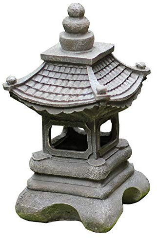 NGXL Style Extérieur Japonais Solaires De Jardin Zen Lumières Lanterne Pagode Lumière Solaire De Jardin Lampe Statue Ferme Balcon Lampe Creative Décoration Ingélif,Gris