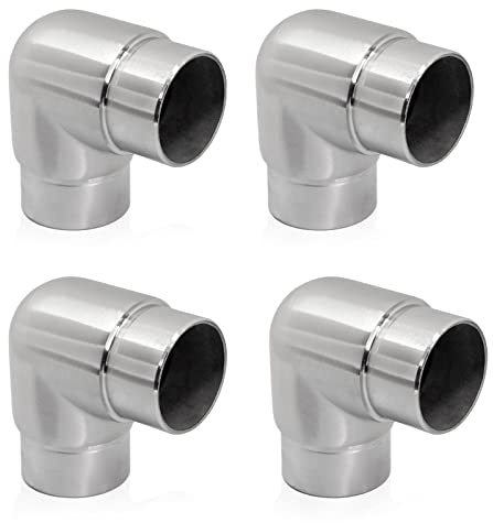 PRIOstahl Rundbogen Rohrbogen Rohrverbinder Steckfitting Eckverbinder Rund 90 Grad - 4 Stück Ø 42,4 mm für Rundrohre Rohr Handlauf Verbindung zum Stecken Geländerbau Rostfrei aus Edelstahl V2A