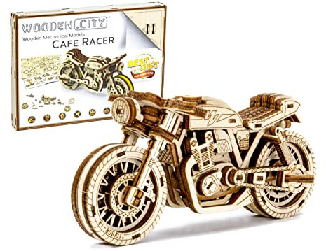 WOODEN.CITY Holzmodellbausatz - Cafe Racer DIY 3D Puzzle - Laser Cut, Hobby, Bastelset Erwachsene, Modellbausatz - Geschenke für Männer, Männer Geschenke, 3D Puzzle - Modellbau Holz Erwachsene