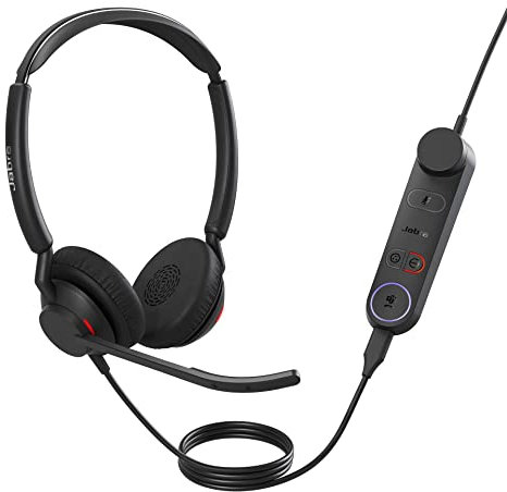 Jabra Engage 50 II schnurgebundenes Stereo-Headset mit Link Call Control, geräuschunterdrückender 3-Mic-Technologie und USB-A-Kabel - MS Teams-Zertifiziert, mit Allen Plattformen kompatibel - Schwarz