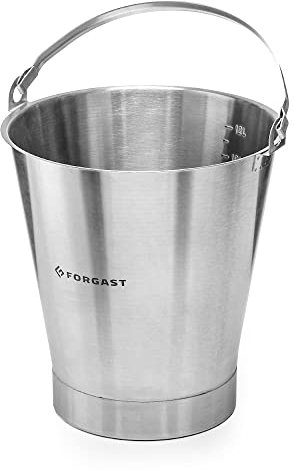 Forgast Secchiello in Acciaio Inox, 12 Litri, Secchio ad Anello, Secchiello da Cucina, Secchiello per il Latte, per Mangimi, Raffreddatore per Champagne, Scala Pratica all'interno