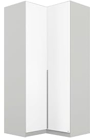 Rauch Möbel Alabama, Eckschrank, Farbe Weiß/Seidengrau, Breite 100 cm | Eckkleiderschrank, 2-türig, Zubehör Basic, für Schlafzimmer, Kinderzimmer, Hauswirtschaftsraum, Garderobe, Flur