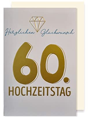 AvanCarte Diamant 60 Hochzeit Karte Grußkarte Silber Foliendruck Diamant 16x11cm