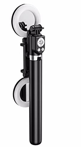 Cell Phone Stand Extended Selfie Stick Floor Tripod Live Remote Control Dual Lights (Svart 50~170cm)