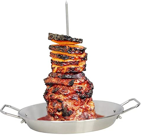 Pinchos de barbacoa de acero inoxidable con tornillo vertical para parrilla con 3 pinchos verticales desmontables (8.10.12 pulgadas) para brochetas de carne