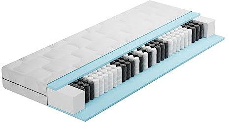 BMM Matratze 90x200 cm Ortho Medic Taschenfederkernmatratze Härtegrad H2/Öko-Tex Zertifiziert/ergonomische 7 Zonen Matratze Höhe 21 cm/Matratzen produziert in Deutschland