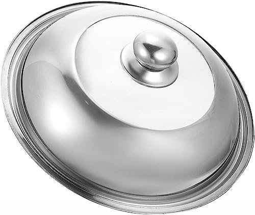 BAZAC Edelstahl-Topfdeckel, Grillen, Käse, Wok-Werkzeuge, Edelstahl-Kochgeschirr, Deckel, Kochtopfzubehör, Kochtopfabdeckung, rund, silberfarben, kleine Werkzeuge, Edelstahl, 36 cm