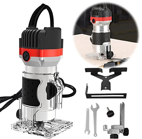 800W Electric Wood Router, Compact Palm Router, Handheld Wood Trimmer, Wood Slotting Machine, Woodworking Trimming Machine, Joiner Cutting Tool, Laminate Router for Handicraft and DIY