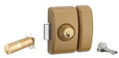 THIRARD - Verrou Double Entrée Universel Ajustable - Cylindre 35 à 80 mm - Acier - 5 Clés - Epoxy Bronze - Sécurité Domestique - Double Entrée Cylindre - Bronze