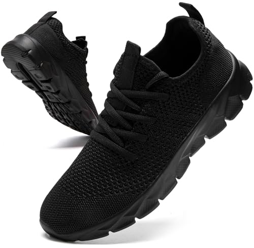 Oltyutc Trainers Men Running Walking Shoes Men's Comfortable Breathable Gym Sneakers Workout Athletic Black Size 7 UK(Label Size:41)