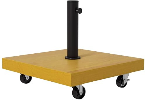 Outsunny Pied de Parasol carré - Base de lestage Poids Net 25kg en métal avec 4 roulettes - dim. 45L x 45l x 36,5H cm pour mât de Ø34, Ø38 et Ø48mm