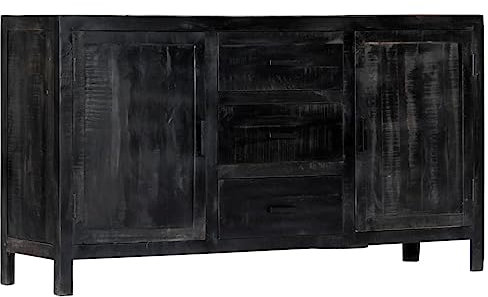 RAUGAJ Nice Schränke & AufbewahrungBuffets & Sideboards Sideboard Schwarz 147x40x80cm Mangoholz massiv