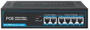 VLALAMNO Commutateur POE commutateur Ethernet Gigabit 6 Ports 100/1000 Mbps commutateur réseau Rapide Non géré (Color : 100Mbps)