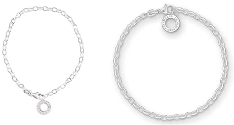 THOMAS SABO Damen Charm-Fußkette Classic 925 Sterling Silber X0034-001-12 & Damen Charm-Armband Charm Club 925 Sterling Silber X0163-001-12