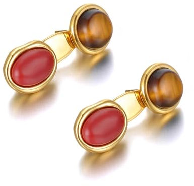 Ohrringe Ohrstecker Ohrclip Damen Frauen S925 Hoop Ohrringe Mode Accessoires Und Mädchen, Natürliche Ohrringe E22122G-Rot