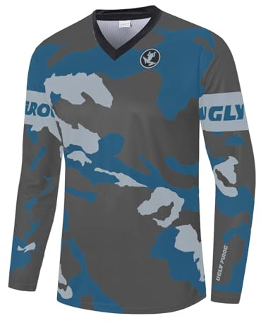 UGLY FROG 24SJF01 Mountainbike Langarm-Shirt, MTB DH FR Downhill Freeride, Atmungsaktives Material, Gepolsterter Ellbogenschutz, Element Youth Jersey