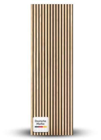 LAGELLA® Akustikpaneel 240 x 60 cm – 1,44 m² – Wandverkleidung mit Akustikfilz & Holzlamellen | Schallabsorbierendes Wandpaneel für Wohnzimmer, Büro, Studio, Gardarobe | Eiche (OAK) – inkl. Schrauben