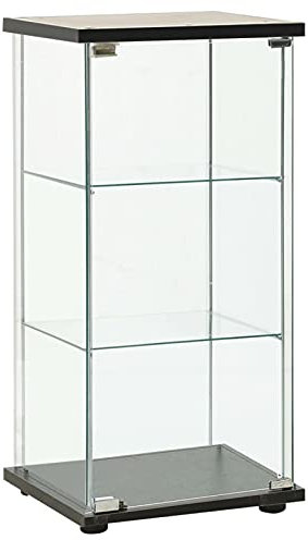 Xichuzi Vitrinenschrank Hartglas Schwarz, Vitrine, Schrank Regal, Sammlervitrine, Schmuckvitrine, Manga Regal