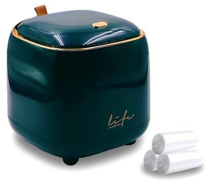 Kofebe Mini Desktop Trash Can Desktop Waste Bin with Press Type Lid Wastebasket Rubbish Bin for home& office (Dark Green)