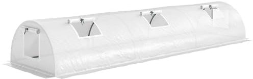Outsunny Serre avec fenêtre à enroulement et toit arrondi, résistante à l'hiver Serre en film d'acier hydrofuge pour balcon Serre à tomates avec protection UV 300x80x45cm Serre à tomates pour légumes,
