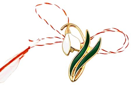 Martisoare Schneeglöckchen-Brosche – Rumänische Frühlingstradition – florale Emaille-Anstecknadel mit goldfarbenem Finish – Glücksbringer für 1. März Feier – Geschenk für Frauen & Mädchen