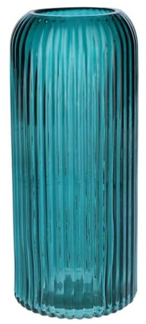 INNA-GLAS Dekovase ALBURGIS mit Rillen, Glas, türkis-klar, 25cm, Ø10cm | Blumenvase