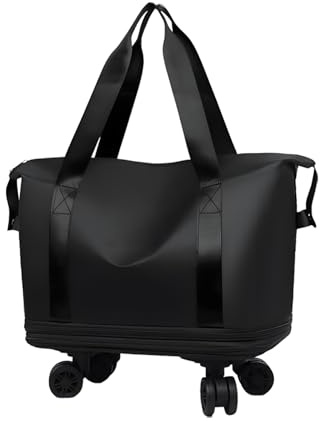 Travel Bag with Wheels, Rolling Shopping Suitcase Pack, 15.6 inches Adorable Lightweight Scratch Resistant 360 Degree Swivel Wheels Travel Bags, Wet and Dry Separation Compartment