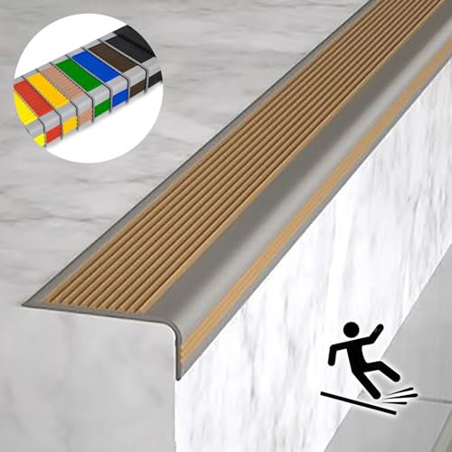 Non-Slip Stair Edge Trim Self-Adhesive Rubber Stair Nose Protector Fire-Resistant Waterproof Stair Treads Indoor Outdoor Step Safety Mat Corner Protection.