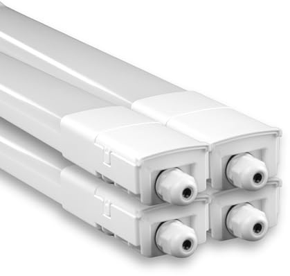 LUXULA 4 Stück LED Feuchtraumleuchte 150 cm, 45W 5175lm, 4000K | Neutralweiß, 115 lm/W, durchschleifbar, Fast Connector, robuste Wannenleuchte für Garage, Keller und Werkstatt, IP66 IK08