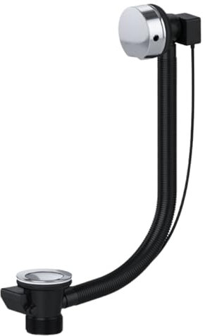 Hulthor Chrome Pop Up Bath Waste Plug with Overflow – 40mm (1.5) Universal Fit | Twist Plug for Bathtubs – Sleek Finish, Easy Install (Chrome)