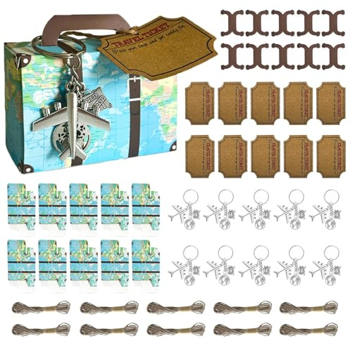 ePicsoa Mini Koffer geschenkbox, Geldgeschenk-Verpackung Hochzeit & Reise | 10 Stück/Set Neuartiger Gastgeschenke Geschenkbox Reisekoffer für Hochzeit, Party, Geburtstag, Jahrestag