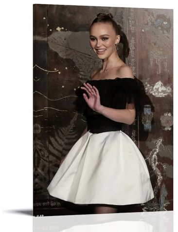 HUEXIANG Lily-Rose Depp Movie Actor Wall Decor Canvas Print Poster 08x12inch(20x30cm) Frame-style